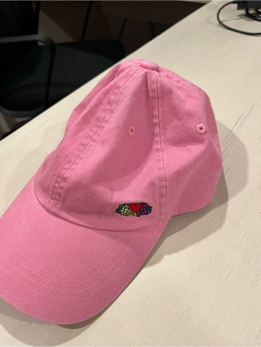 Pink Fruit of the Loom Baseball Cap with Fruit Embroidery